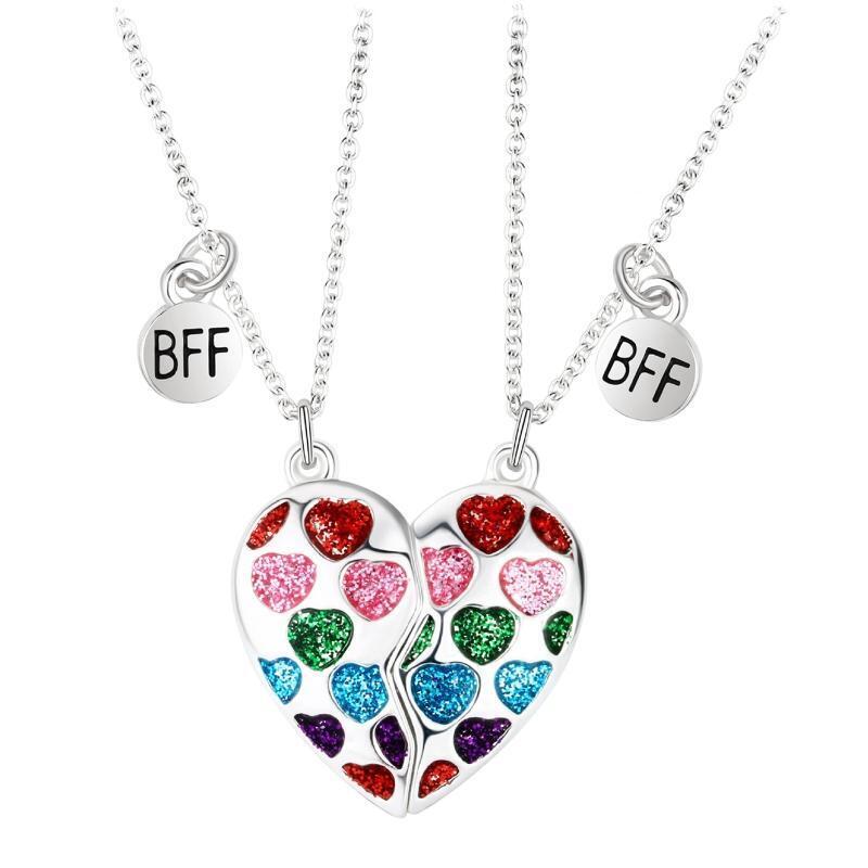 Magnet Matching Couple Necklace Friendship Heart Pendant Charm Chain Necklace