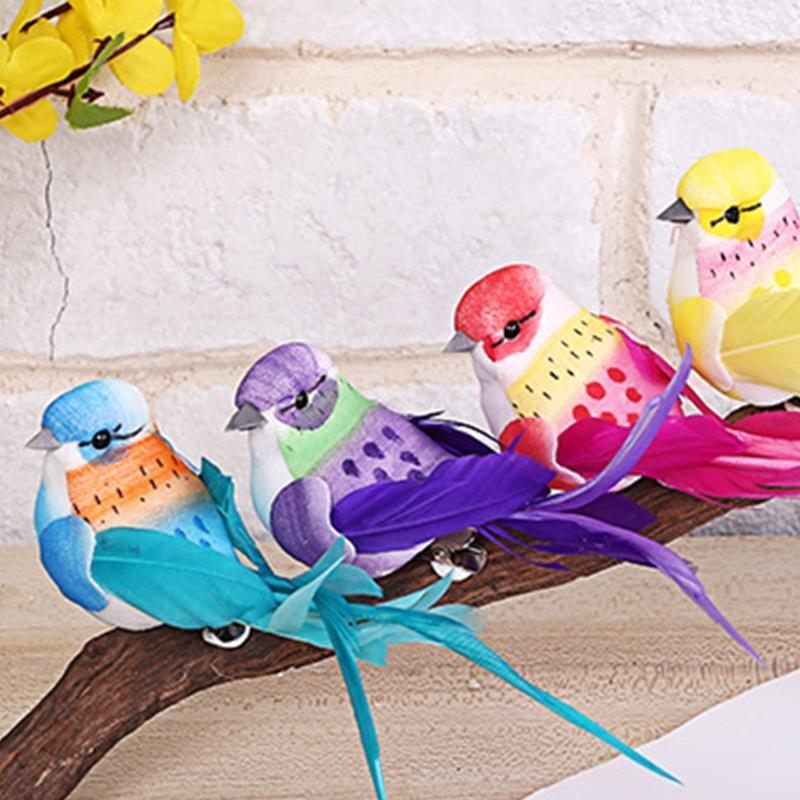 12 Pieces Simulation Foam Birds Exquisite Birds Ornament with Clips for Garden