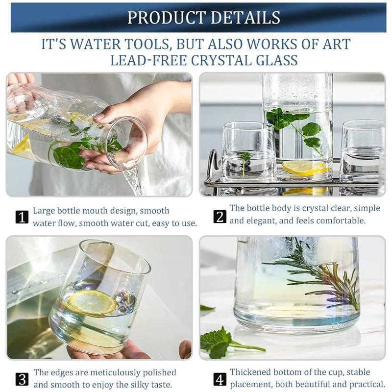 Cold Water Kettle Clear Glass Water Pitcher for Hot/Cold Lemonade Juice Beverage