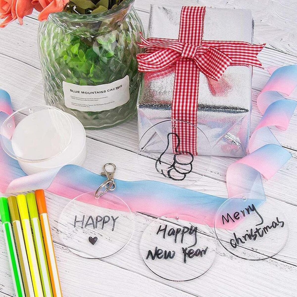 20pcs Acrylic Keychain Blanks Tassels Acrylic Clear 3Inch Key Rings Crafting