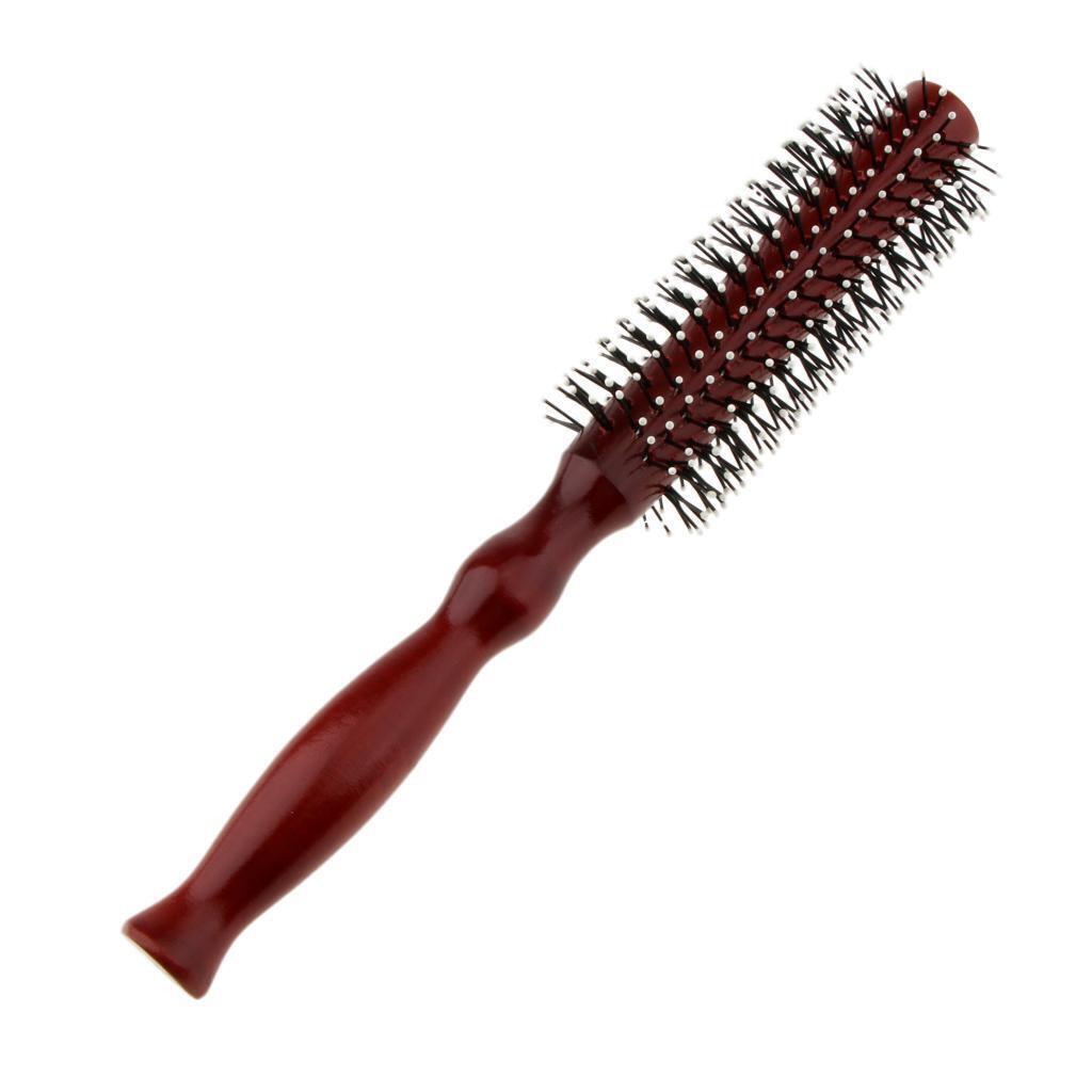 Wooden Handle Hairdressing Hair Comb Curling Rolled Brush Styling Hairbrush L