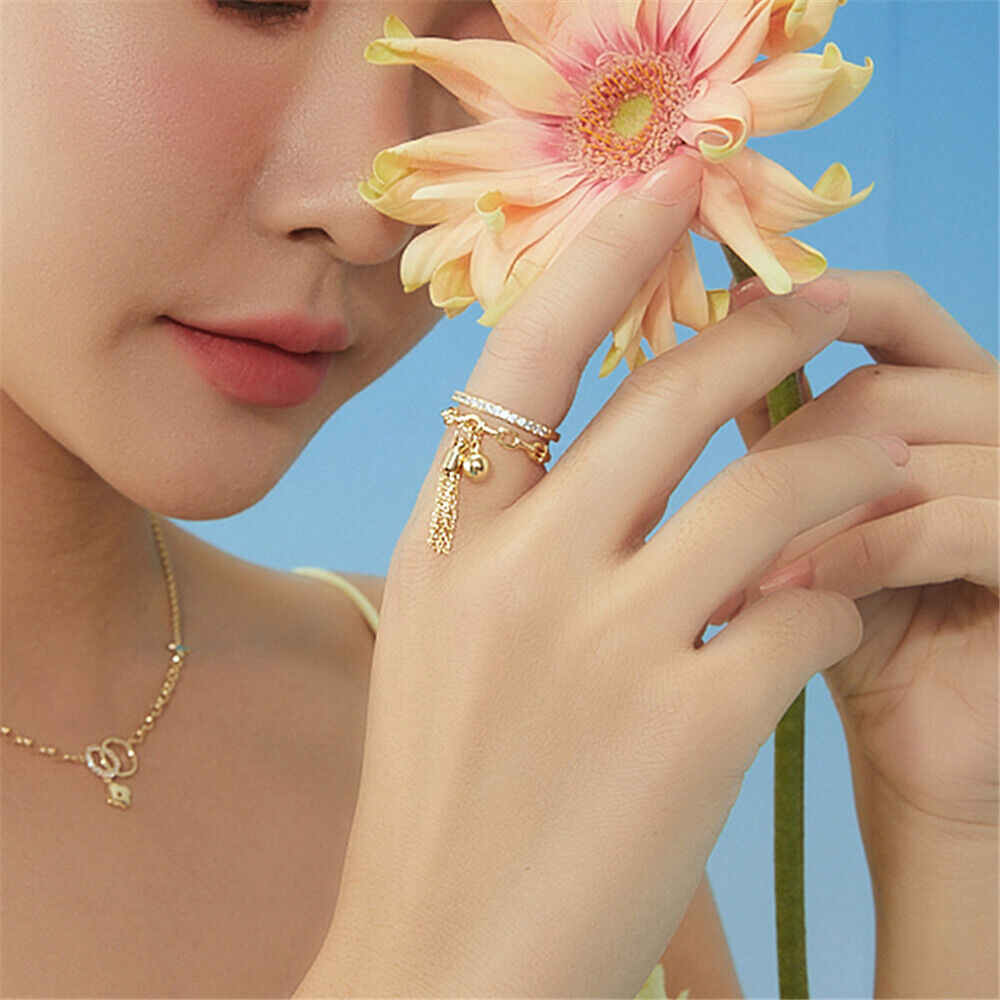 Engagement Rhinestone Gothic Zircon With Spike Pendant Link Chain Tassel Ring