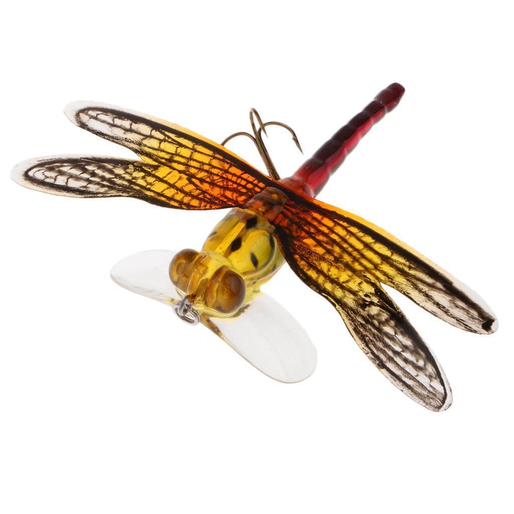 3x Long Tail Dragonfly Fly Fishing Lures Floating Topwater Bait for Bass