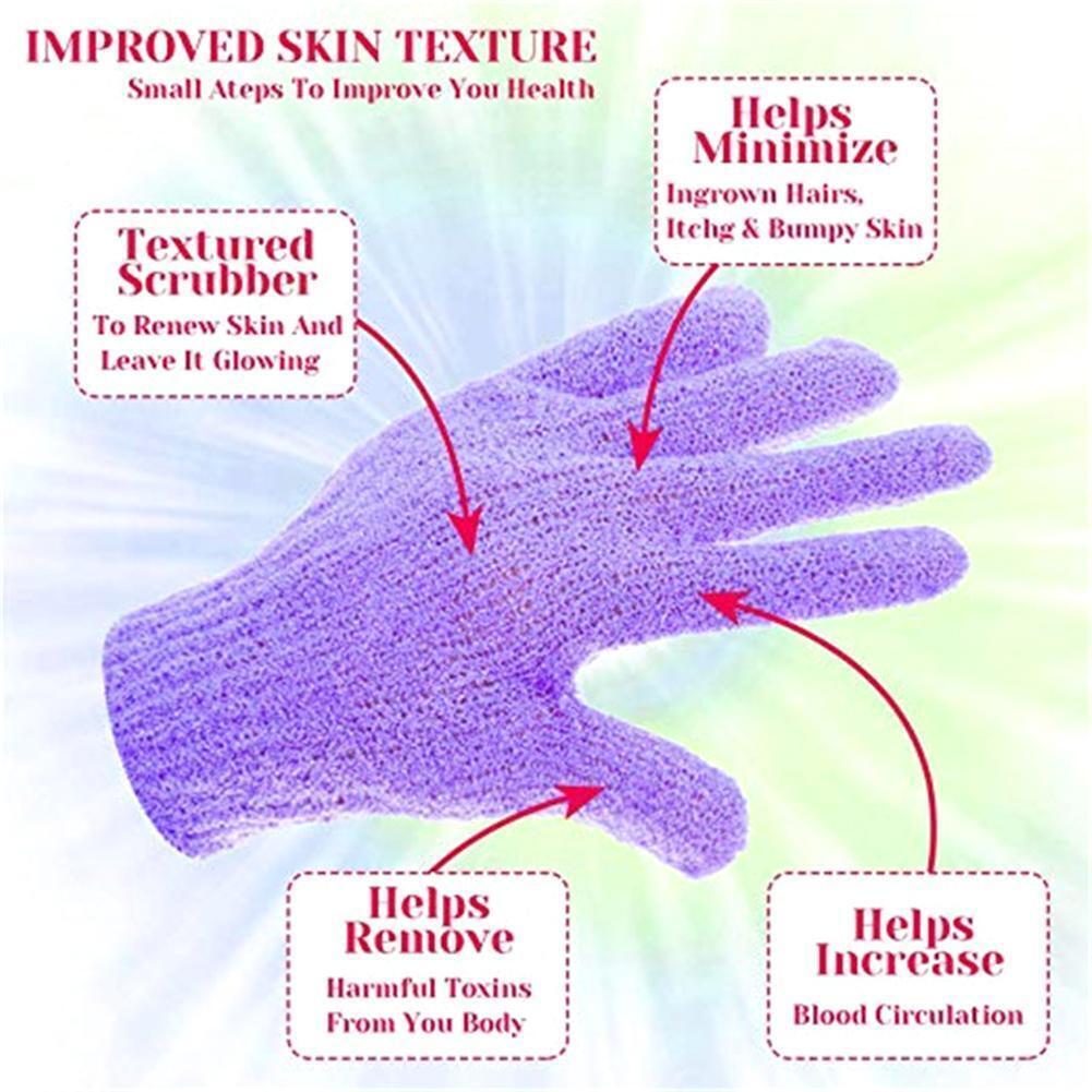 5 Fingers Bath Gloves Skin SPA Massage Kid Body Washing Bathroom (Purple)