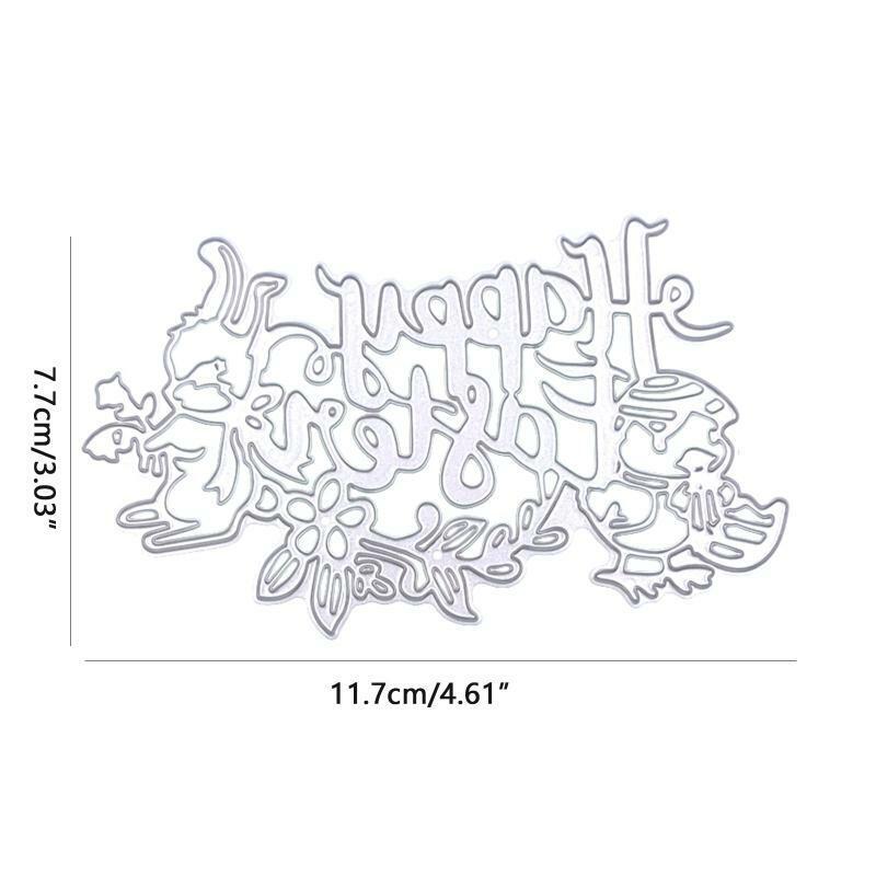 Happy Easter Word with Bunny Chick Metal Cutting Dies Stencil DIY Scrapbook Mold