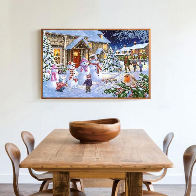 4 Sets Christmas Snowman 5D Full Drill Diamond Painting Embroidery Cross Stitch