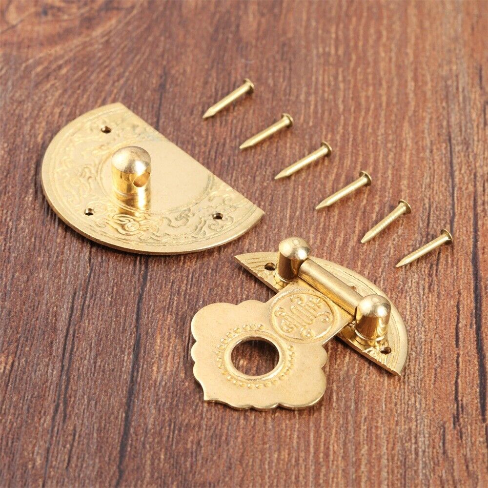 Small Classic Jewely Wooden Box Lock Latch 6 Nails 36mm/1.42" Chinese Tradition