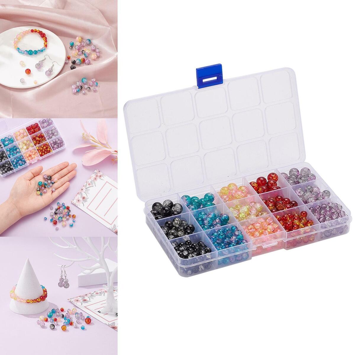 585Pcs Crackle Lampwork   350x 6mm 155x 8mm 80x 10mm Round DIY