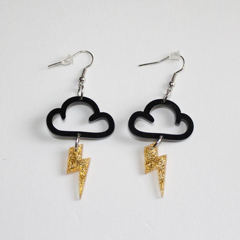 Acrylic Rainbow Cloud Colorful Lightnings Dangle Earrings Fashion Jewelry