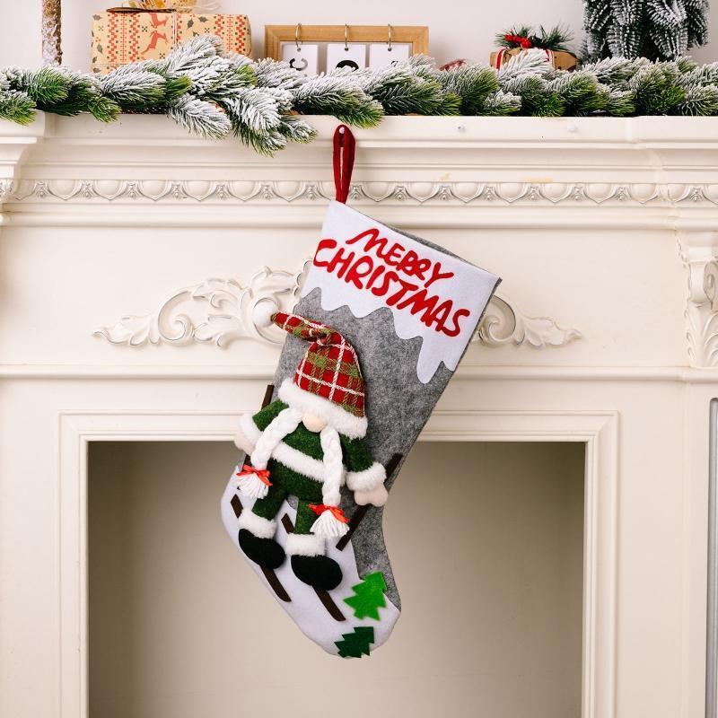 Merry Christmas Gnome Stockings 3pcs/set Hanging Pendant Festival Party Decor