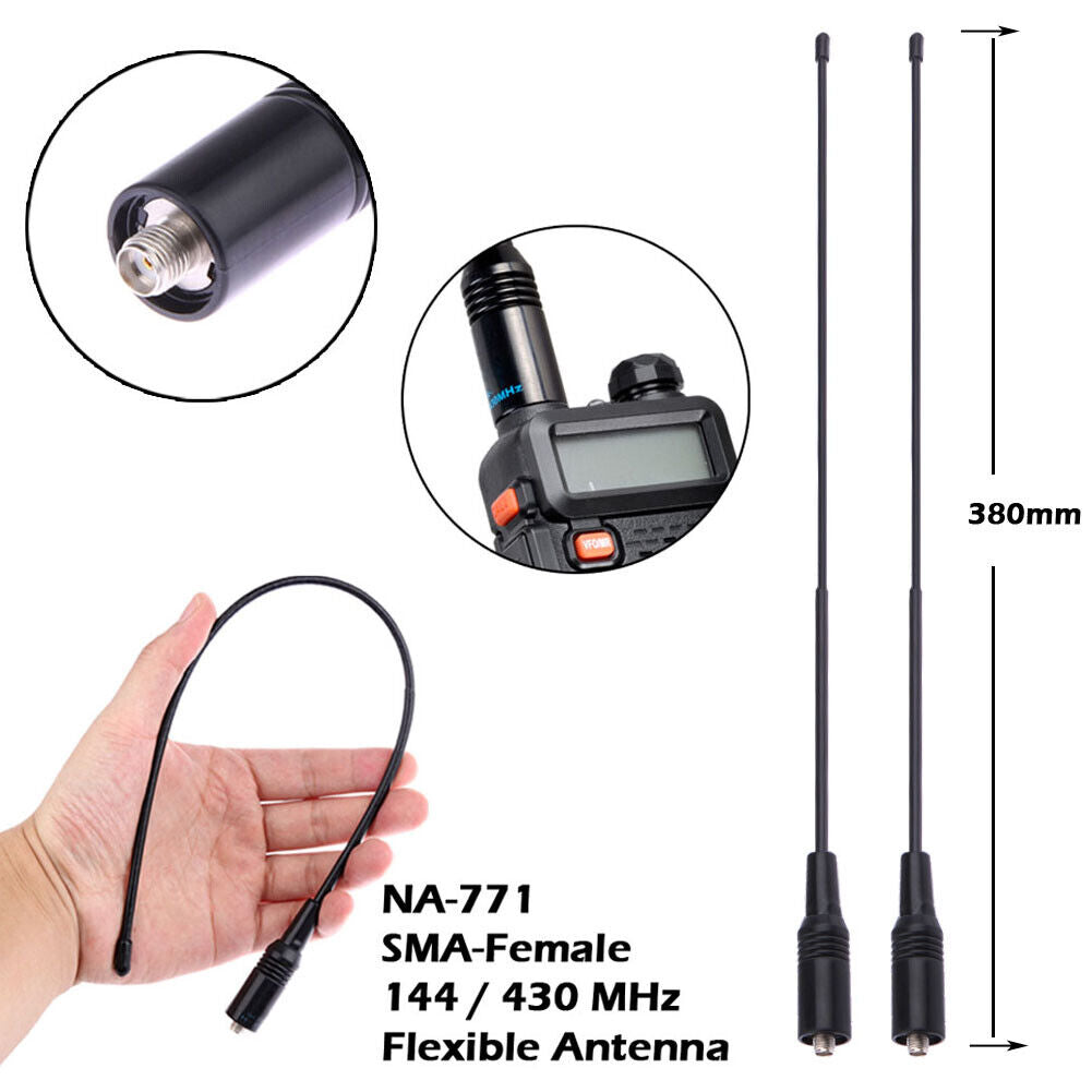 2Pcs NA-771 High Gain SMA-Female Radio Antenna for Baofeng UV-5R KG-UVD1