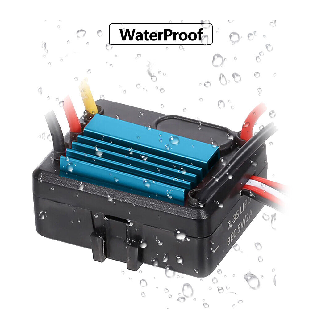 Waterproof 35A Brushless ESC Speed Controller for 1/16 1/18 RC Truck Blue