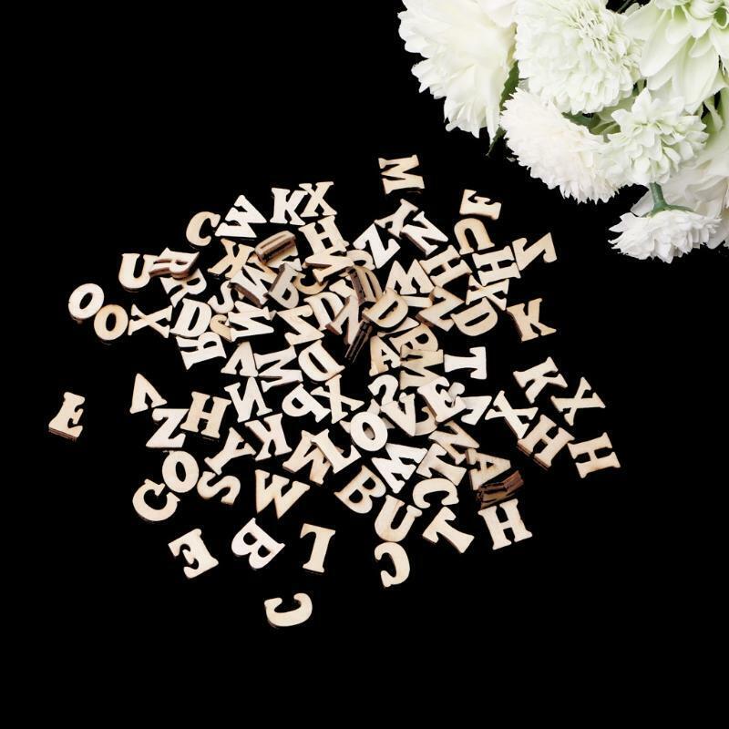 100Pcs Wooden Alphabet Embellishment Wood Letters Scrapbooking Cardmaking Craft