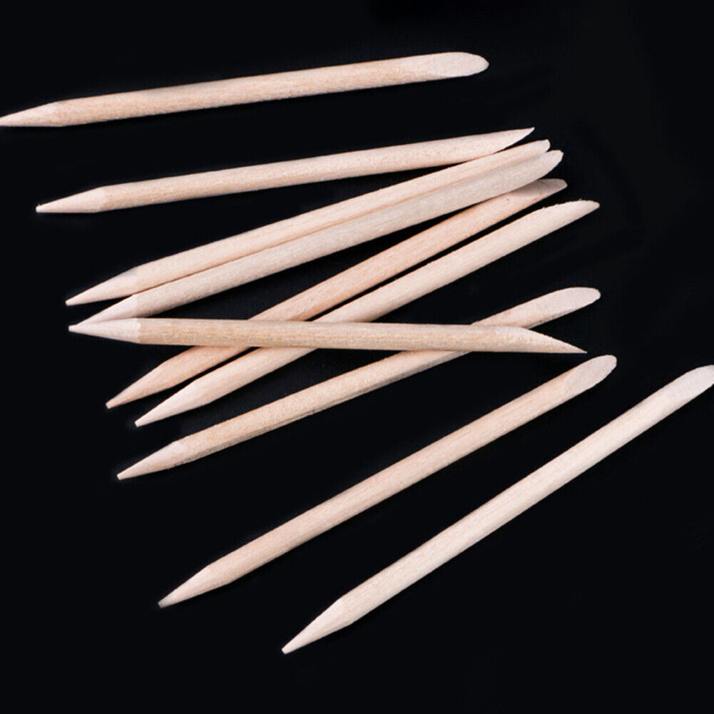 100pcs Double End Nail Art Wood Stick Cuticle Pusher Pedicure Manicure Tool