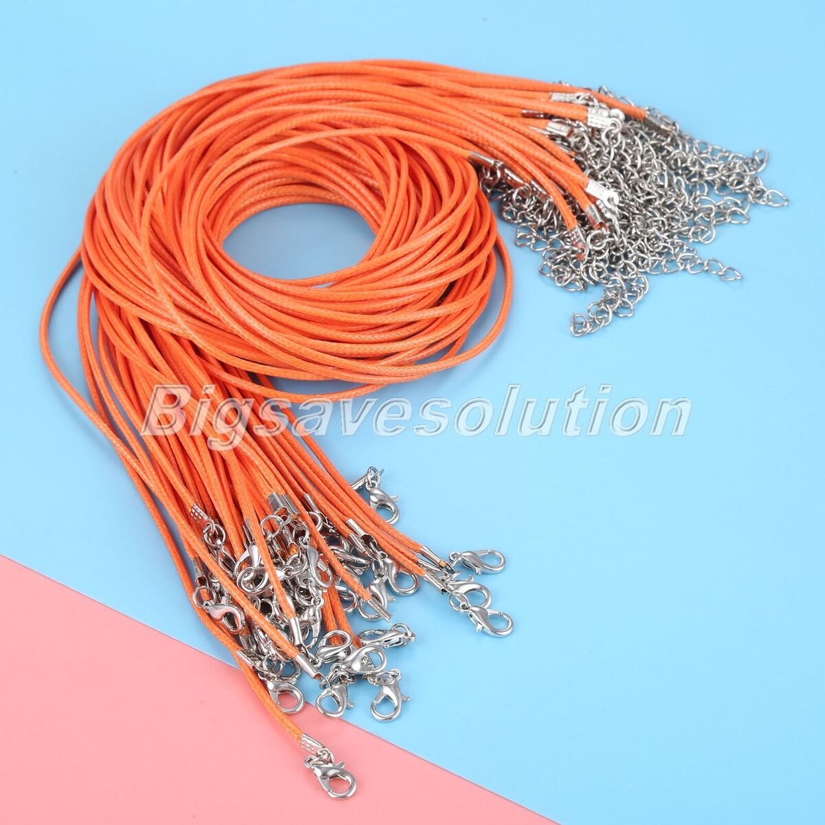 50Pcs/lot Waxed Necklace Chain Jewelry Making Clasp Rope Cord 5 Colour Fashion