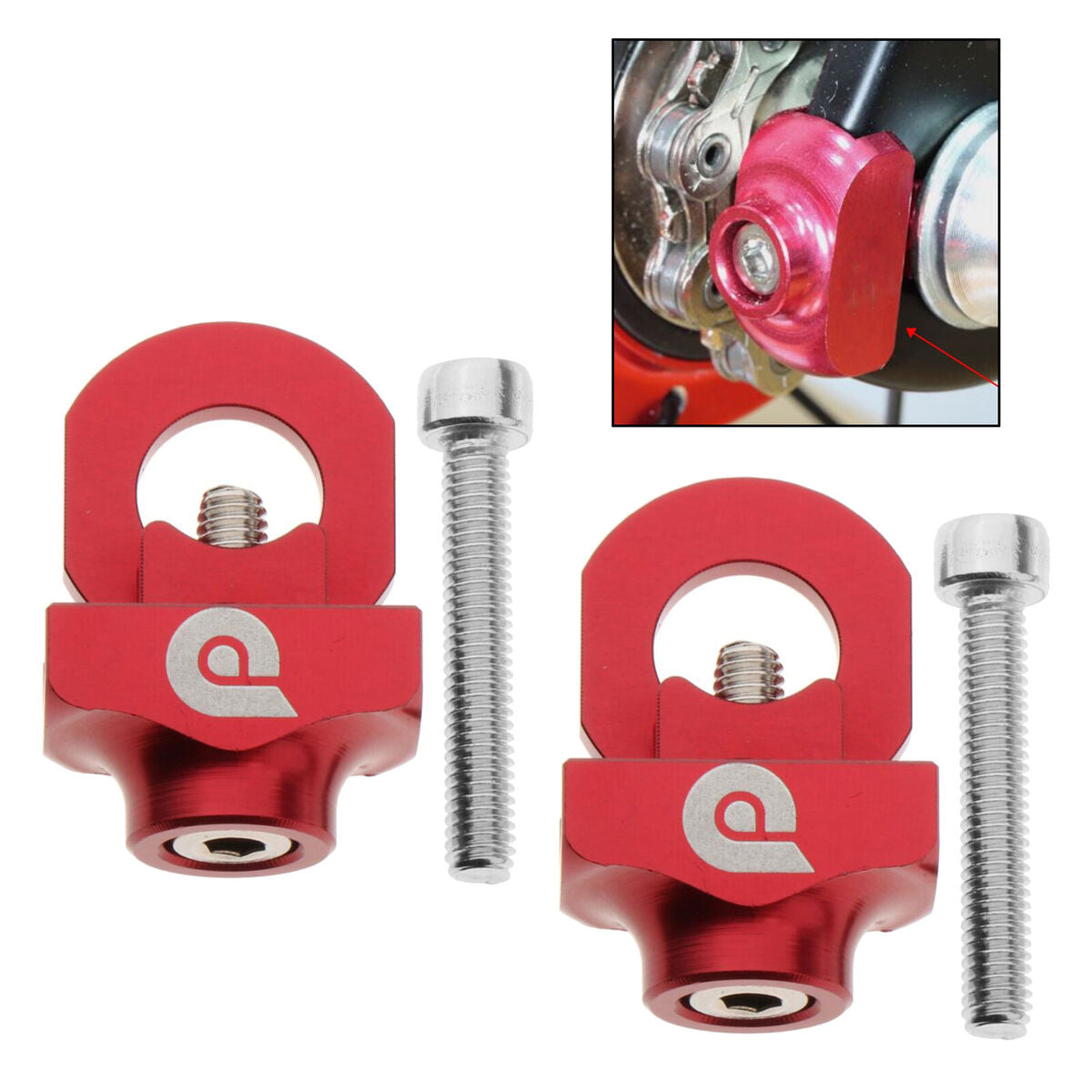 2x Bicycle Chain Tensioner Adjuster Fastener Folding BMX  Red