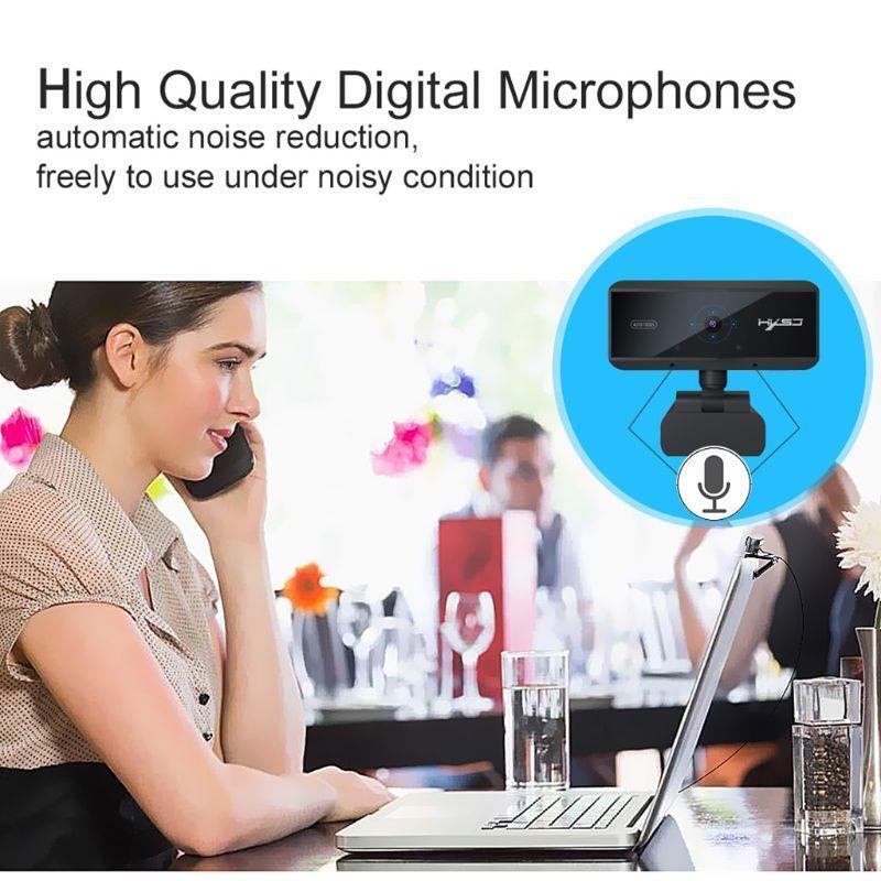 1080P 2Million Webcam with Microphone,Fast Auto Focus for Video Calling meeting
