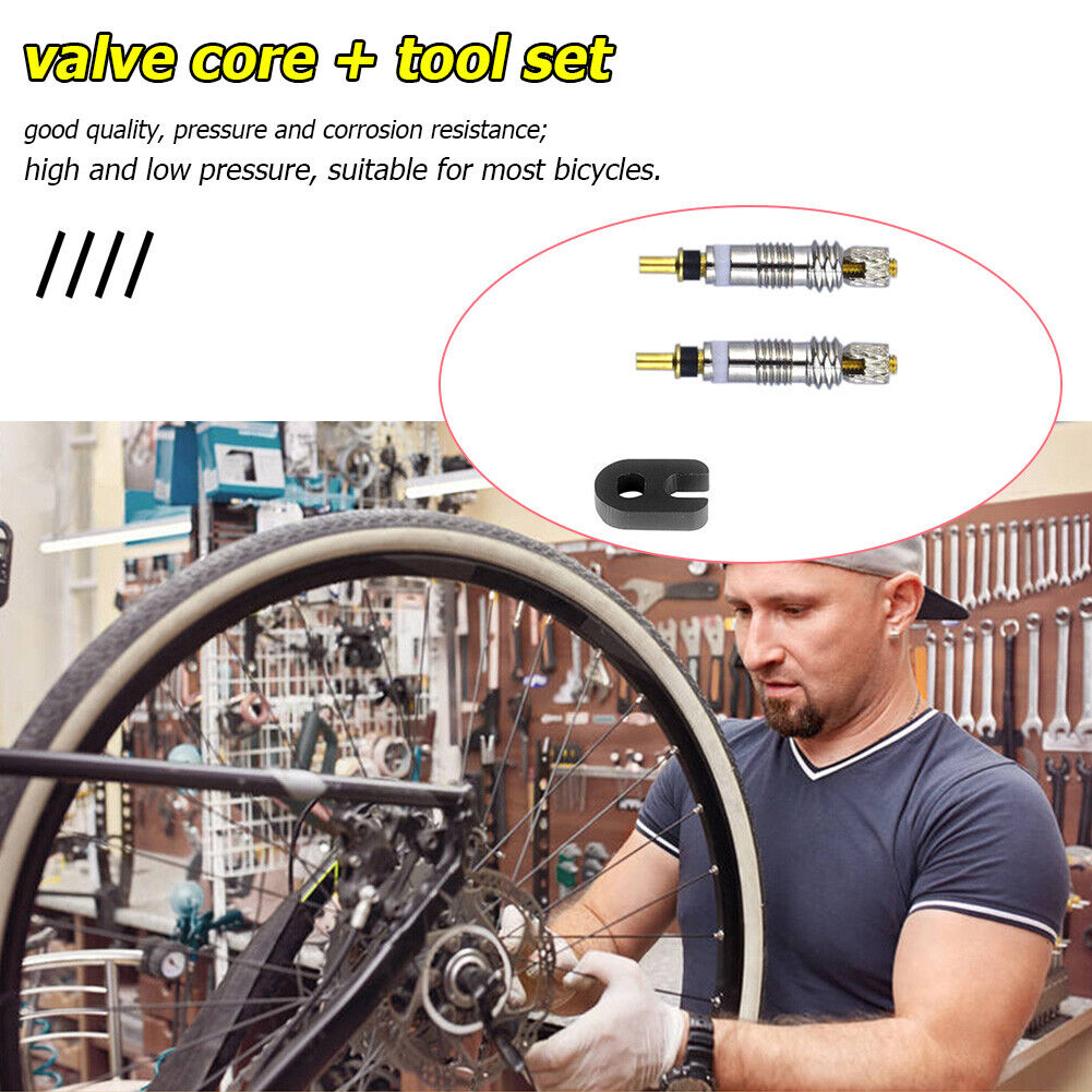2pcs Brass Presta MTB Road Bike Bicycle Tire Valve Core + Removal Tool
