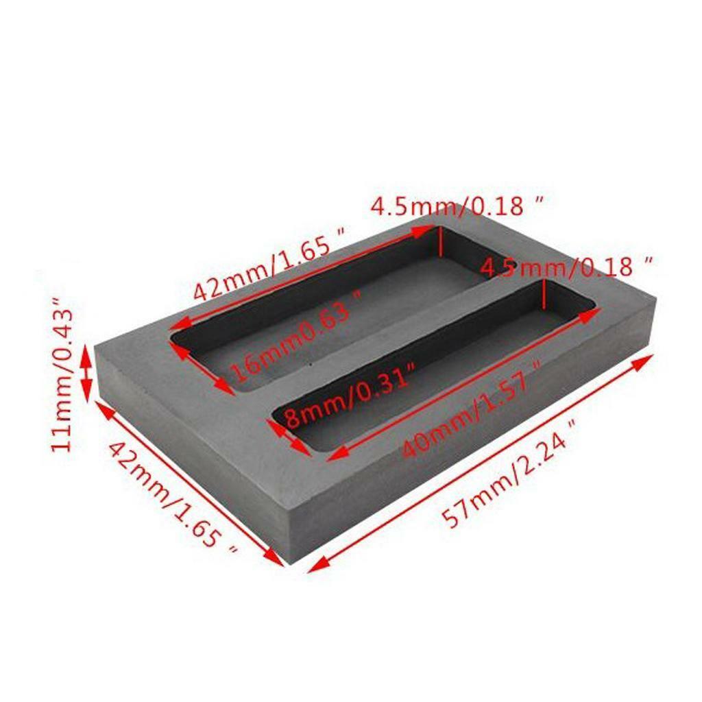 Set of 2 High Purity Graphite Ingot Mold Smelting Tool Jewelry Making Black