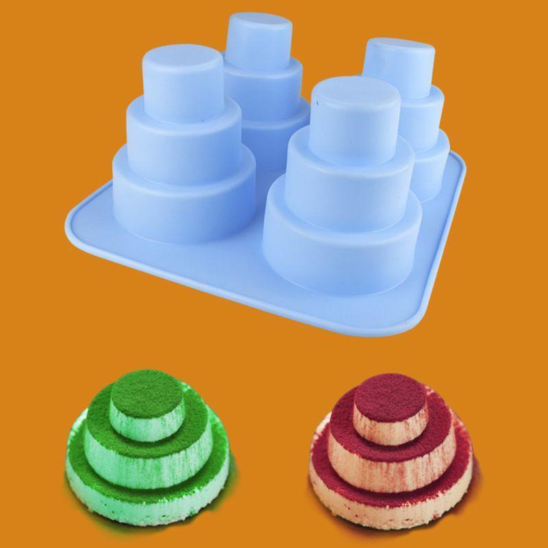 4 Cavity 3 Layer Silicone Mold Fondant Mousse Cake Chocolate Decorating Sugarcra