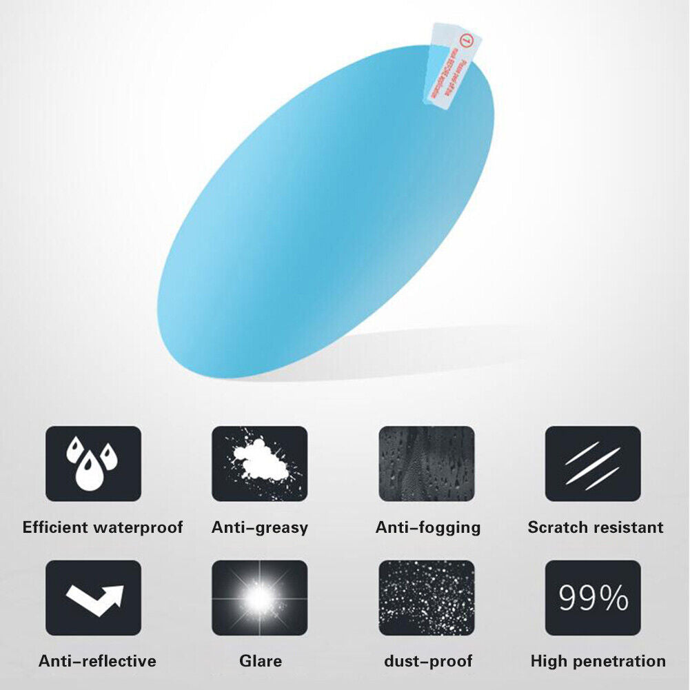2x Motorcycle Mirror Anti Fog Dazzle Waterproof Rainproof Films (95x95mm)