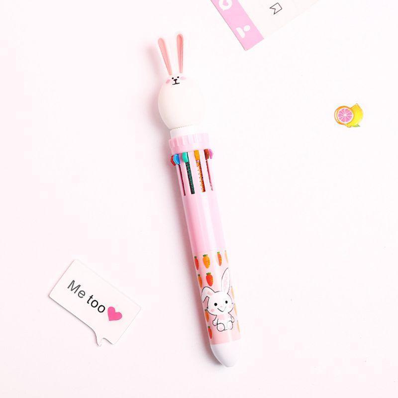 10 Color 0.5mm Cute Cartoon Rabbit Ballpoint Pen Press School  Office Supplies