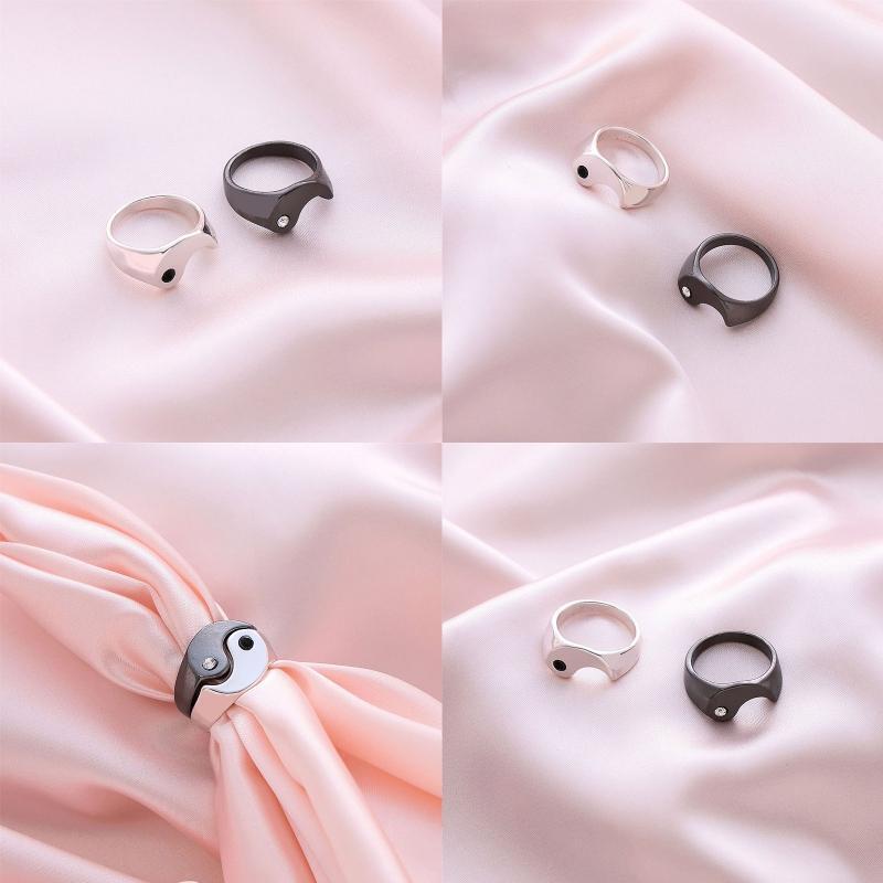 1 Pair Women Tai Chi Ring Korean Punk Chunky Alloy Ring for Girlfriend Sister