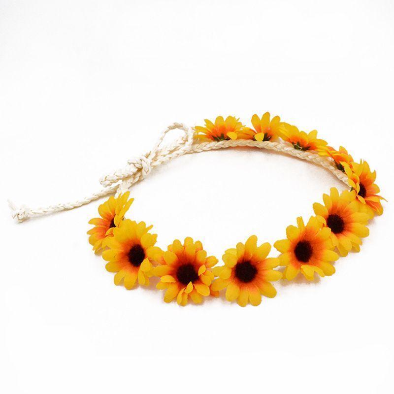 Simulated Flower Headband Boho Wedding Sunflower Hair Band Elastic Daisy Tiara