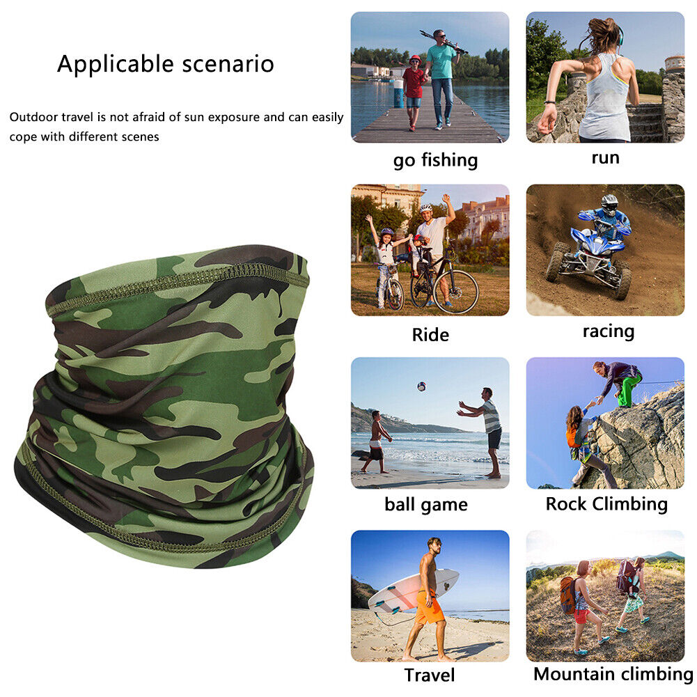 Cycling Neck Tube Scarf Ice Silk Running Bandana (Army Green Camouflage)