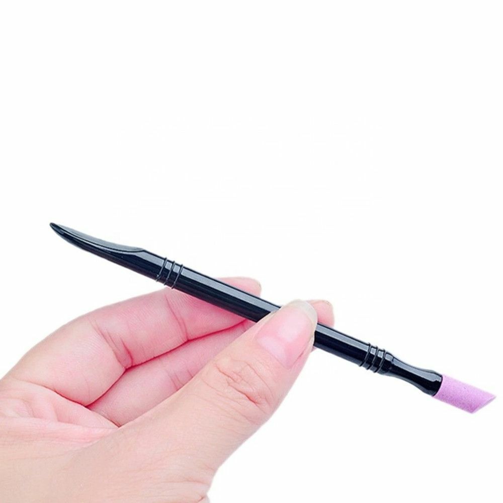 Manicure Quartz Double-ended Dead Skin Remover Cuticle Pusher Nail File Pen