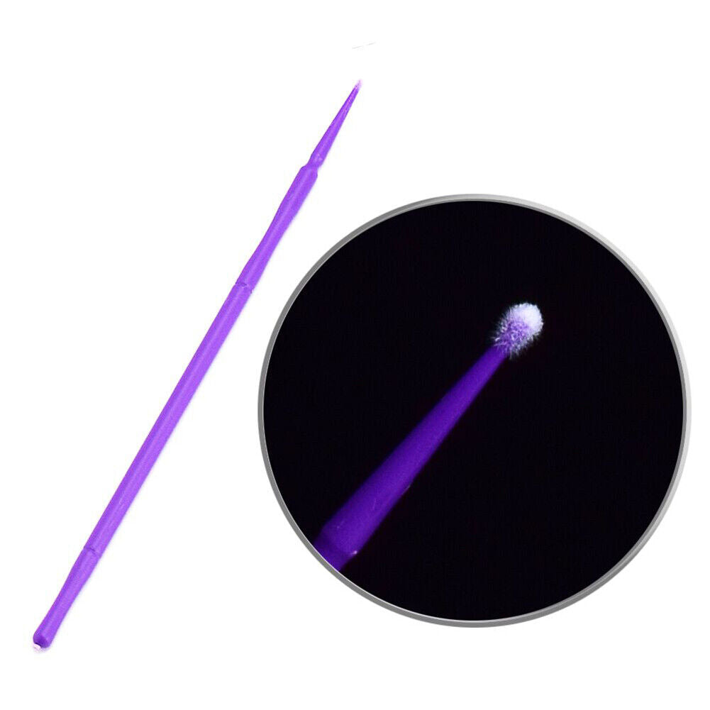 100pcs Disposable Cotton Swabs Tattoo Makeup Eyelash Tattoo Swabs(Purple)