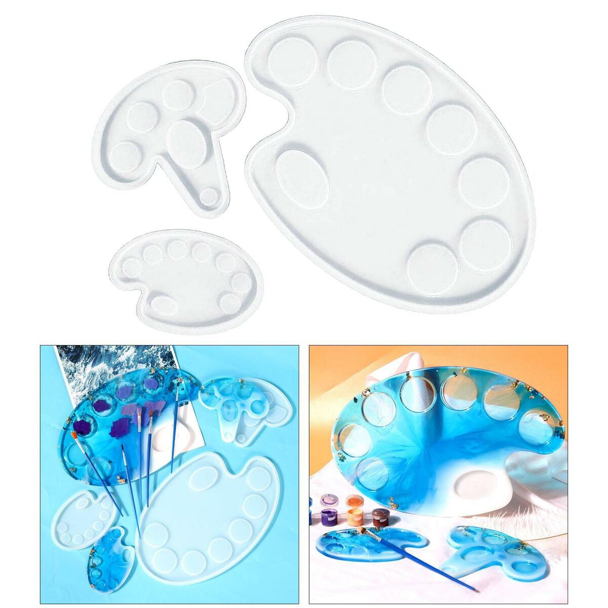 3 Pieces Palette Silicone Mold Paint Tray Moulds for Painting Home Decor