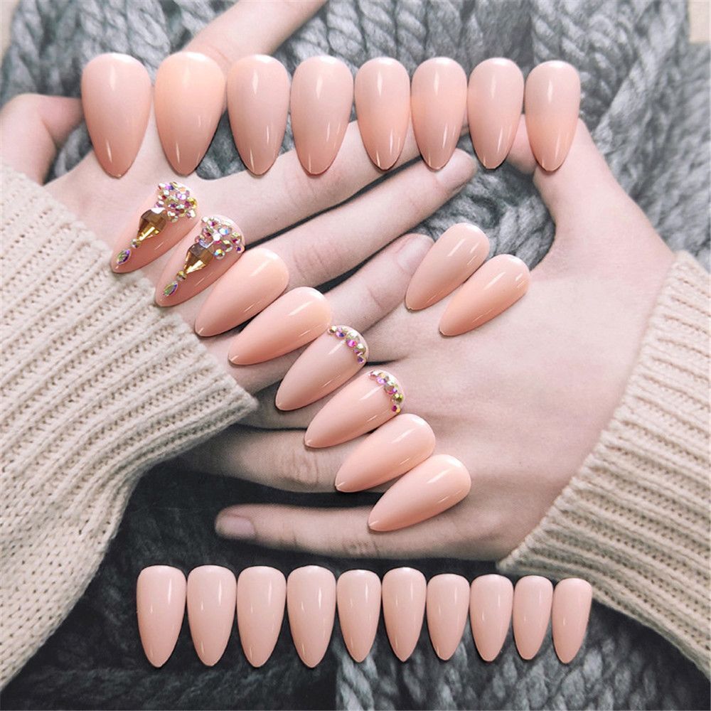 Jelly Gum Nail Art Beauty Ballet Nail Tip False Nails Almond Ombre Ballerina
