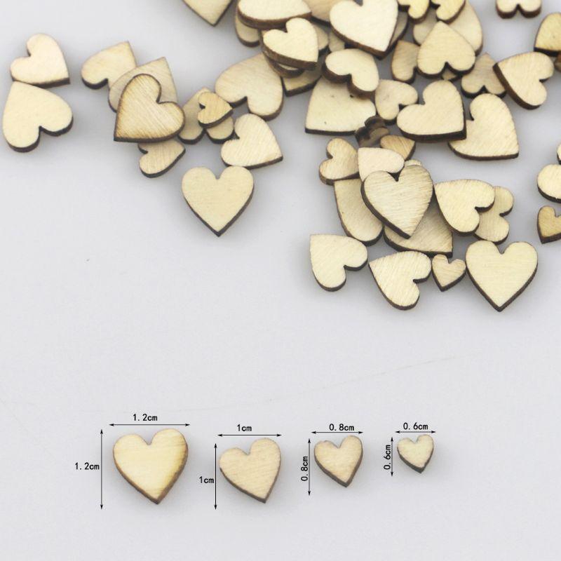 100pcs Mixed Love Heart Shape Wooden Wedding Table Scatter Decor Rustic Crafts