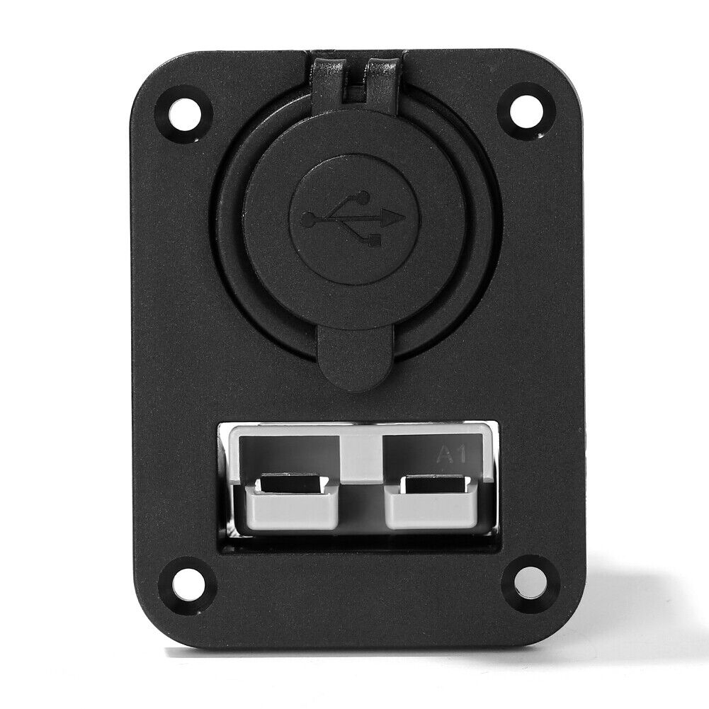 Blue LED Dual USB Charger Anderson Socket Panel for Boat Marine RV Camper