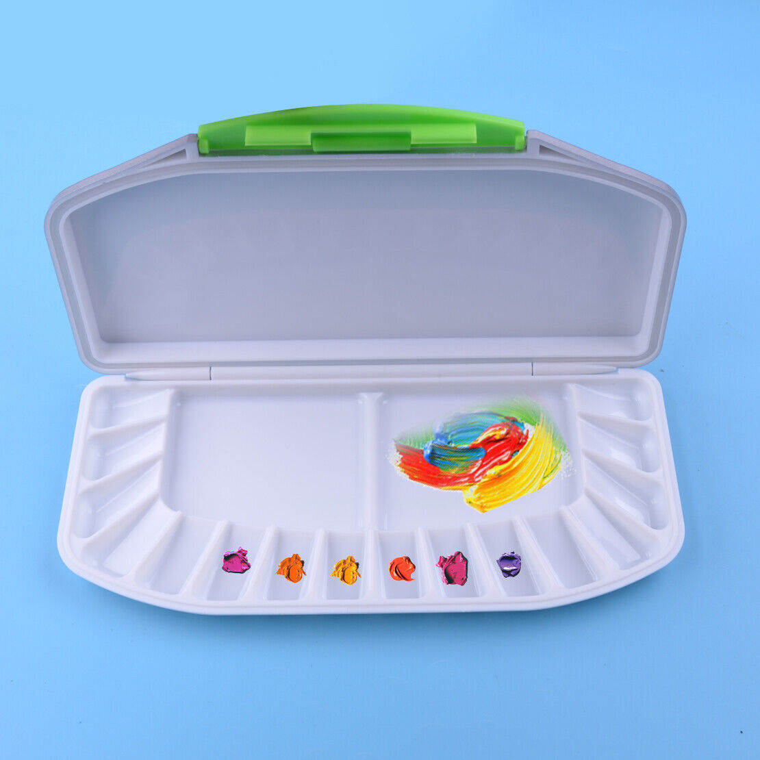 18-Grid Water Color Paint Painting Tray Case Box Mixing Palette Airtight Travel