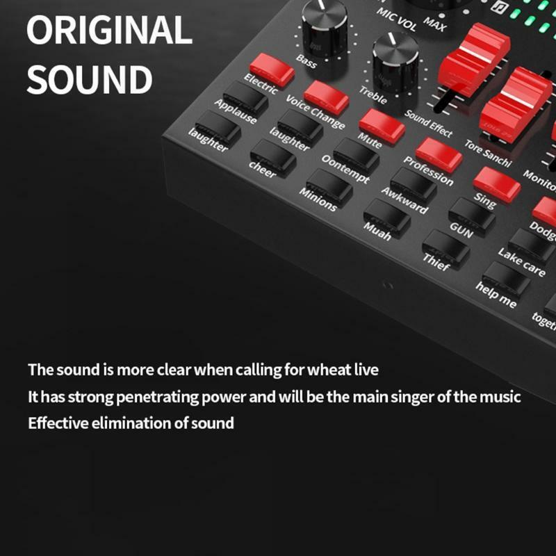 USB Sound Mixer Board with 16 Sound Effects Portable Voice Changer Sound Card