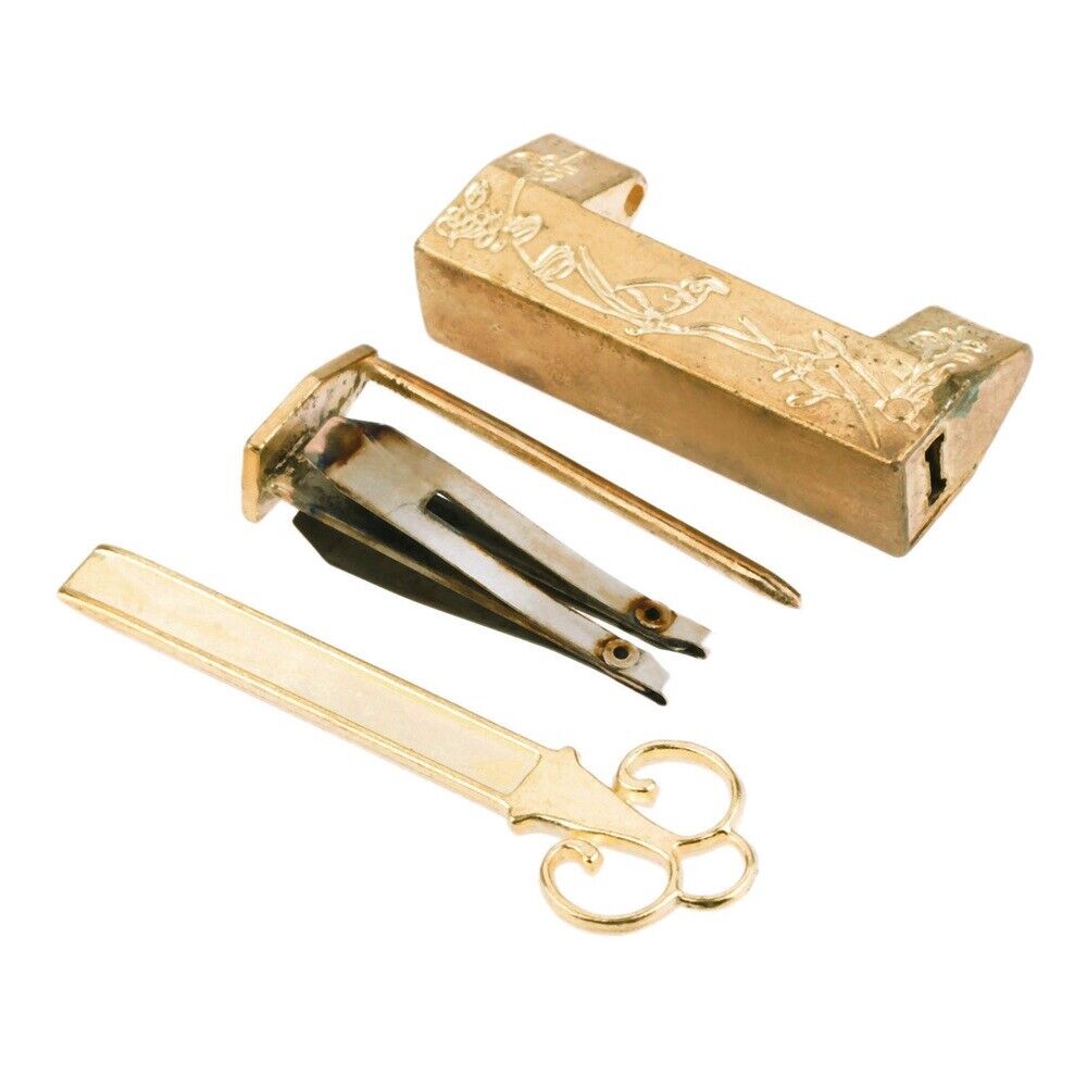 Carve Flower Bird Cabinet Jewelry Box Suitcase Padlock 42*10*18mm & Key Hardware