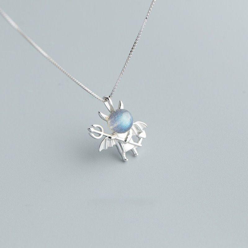 Little Devil Pendant Necklace Lovely Moonstone Evil Choker Fashion Jewerly Gift
