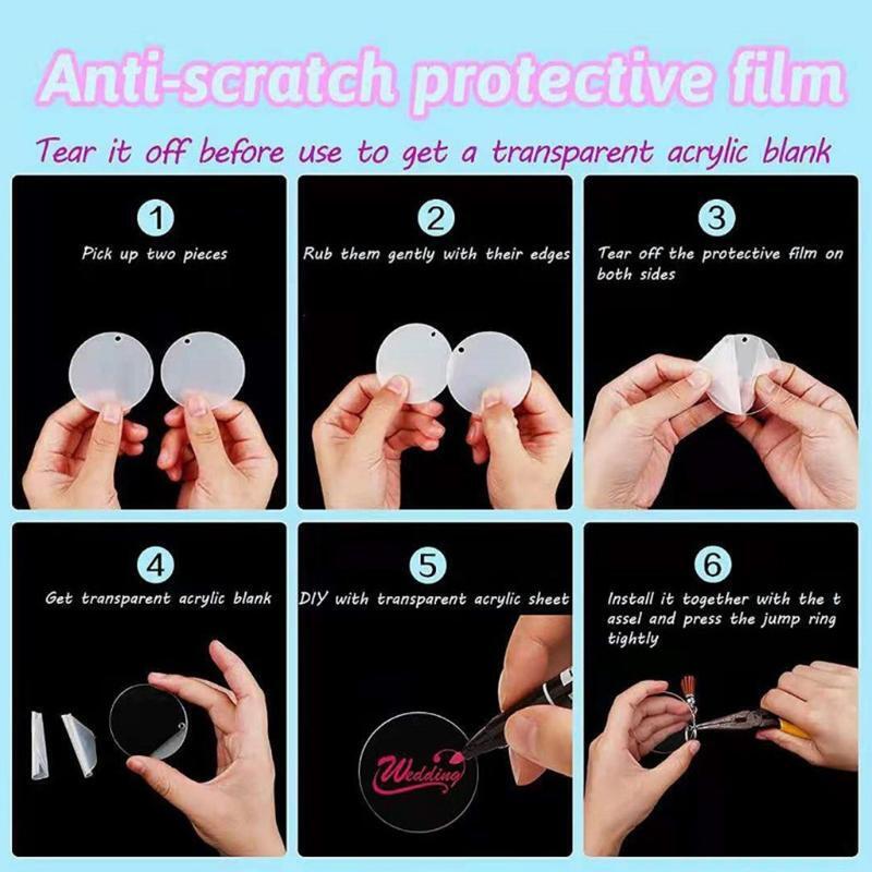 Acrylic Keychain Blanks 148 pcs Bulk Clear Circle Round Heart Shape Acrylic Disc