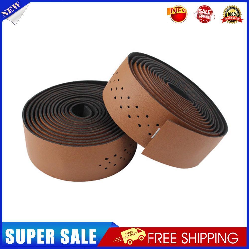 2pcs Cycling PU Handle Bicycle Grips Anti-slip Handlebar Tape Wrap (Brown)