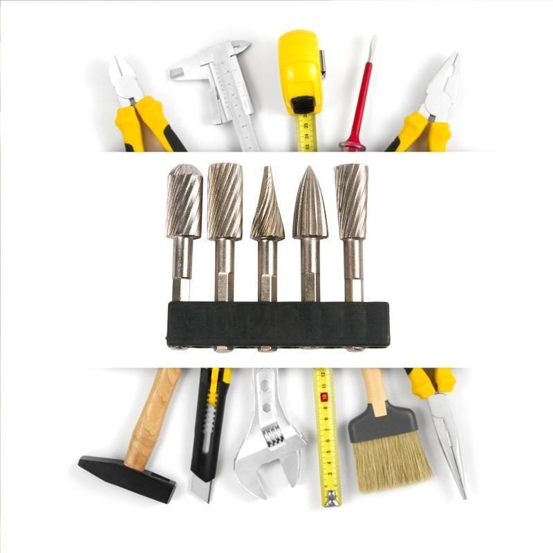 5 Pcs/Set 1/4"/6.35mm Rotary Rasp Cutter Files Grinder Bit Burrs Rotary File Set