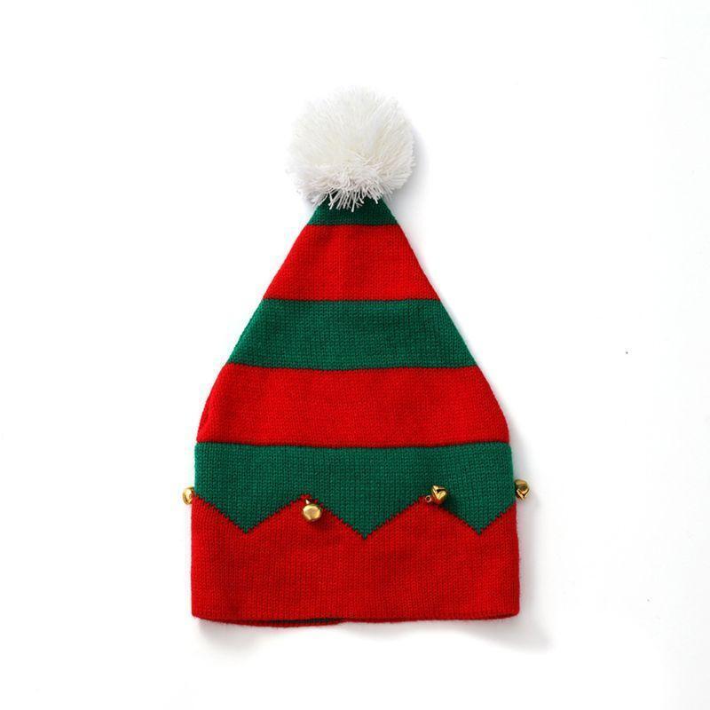 Christmas Elf Hat Beanie Crochet Winter Knit Stripes Cap for Baby 1-6 Years Old