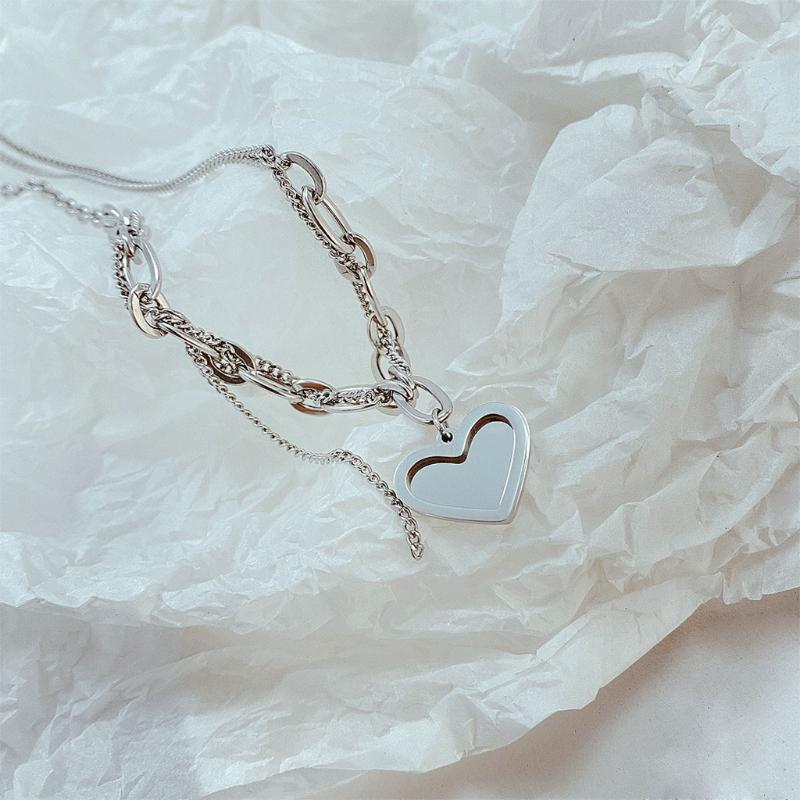 Double Heart Totem Tassel Necklace for Women Exquisite Summer Party Jewelry