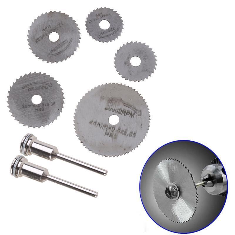 7Pcs HSS Circular Wood Cutting Saw Blade Disc Mandrels fr Rotary Tool New