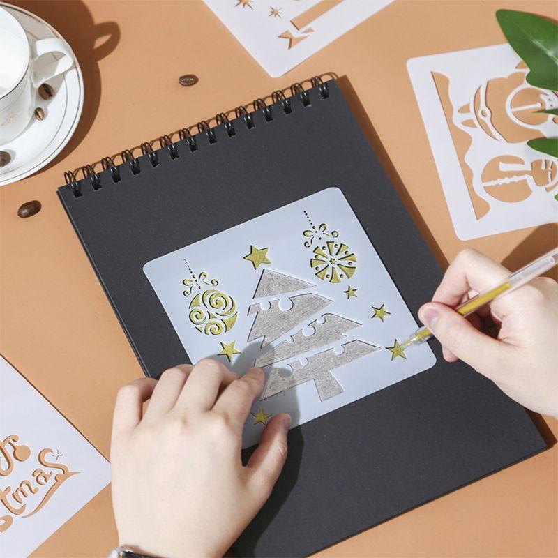 12Pcs Multi-purpose Small Christmas Painting Stencil Kit for Student Children