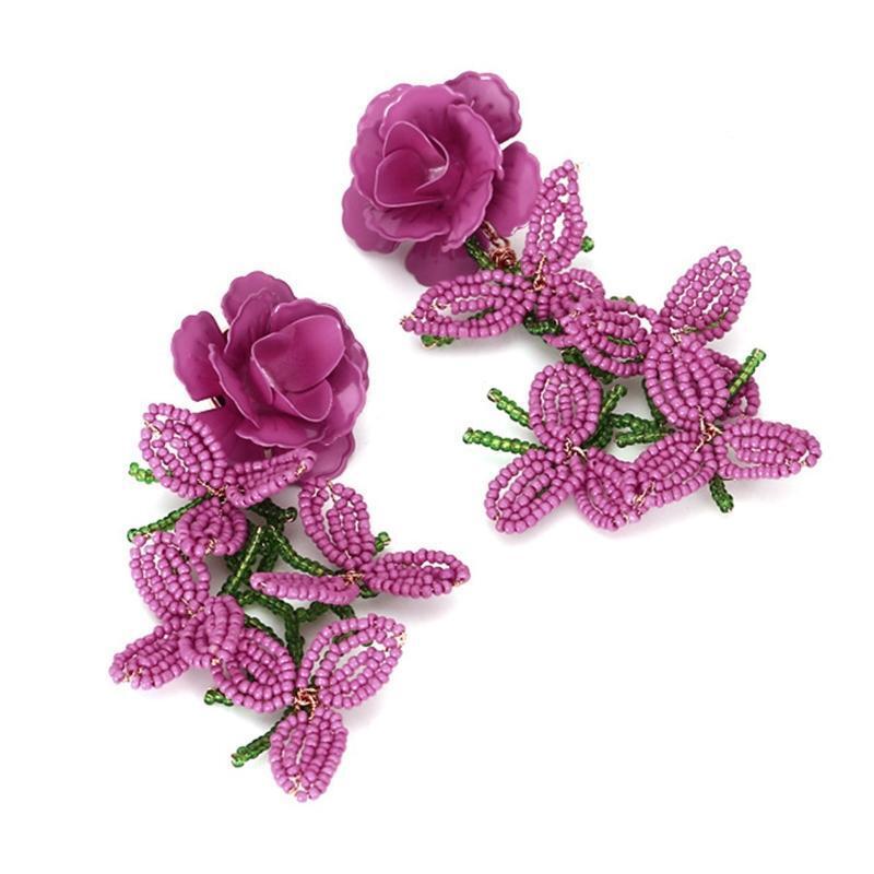 Stylish Woven Blossom Stud Earrings Handmade Alloy for Mother Wife Lover Gift
