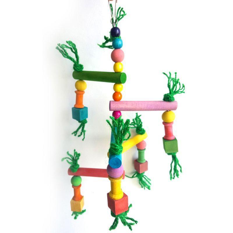 Bird Parrot Game Wooden Frame Climbing Hanging Ladder Swing Pet Grinding Perch