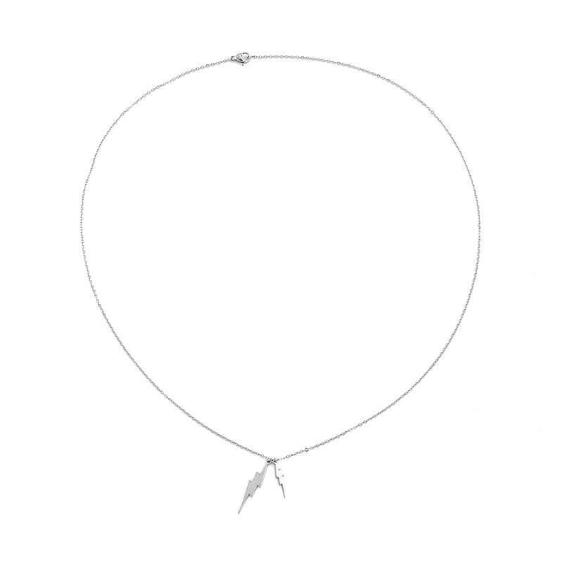 Hip Hop Lightning-Pendant Long Necklace Women Men Metal Sweater Chain Necklace