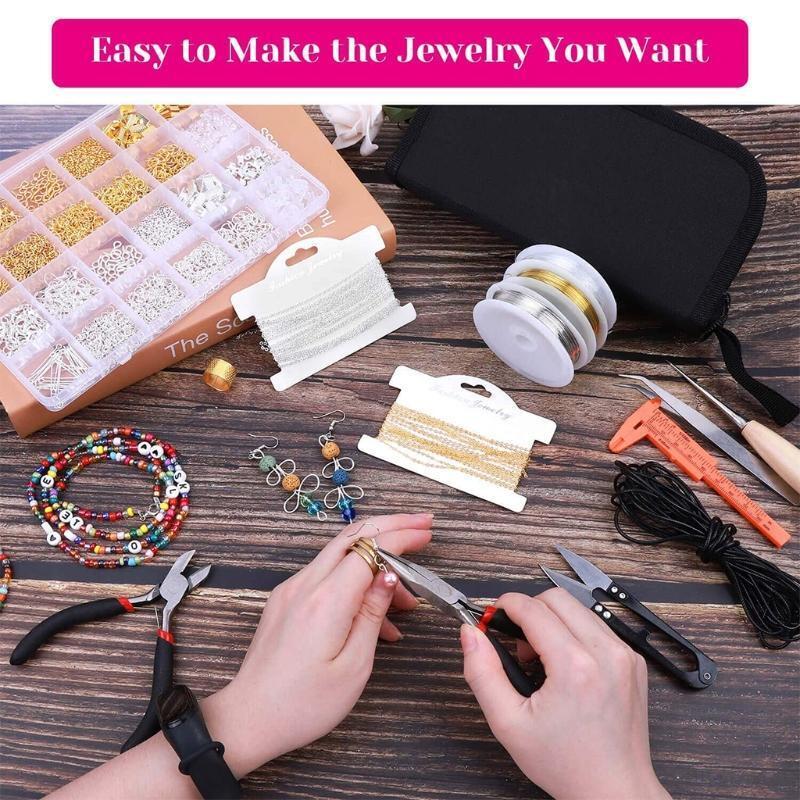Jewelry Making Supplies Set with Jewellery Wires Findings Kit DIY Crafts Tools